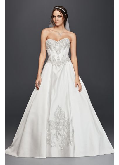 Satin Corset Ball Gown Wedding Dress - Davids Bridal
